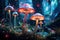 Textural Decorative mushrooms. Generate Ai