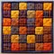 Textural Depth Embroidered Quilting Plate With Vibrant Squares