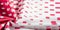 Texture background pattern. silk fabric with a pattern of red squares on a white background. This is a heavy square 100% polyester