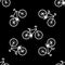 Texture with bicycles pictograms. Bicycles seamless background. Bikes silhouette on black