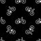 Texture with bicycles pictograms. Bicycles seamless background. Bikes silhouette on black