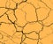 Texture black cracks on the ground, drought. Vector design element on isolated yellow background.