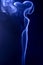 Texture of blue smoke on a black background, figure of a woman.