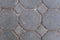 Texture of brick stone pattern floor close up