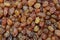 Texture brown dry wrinkled grapes- raisins background