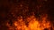 Texture of burn fire with particles embers. Flames on isolated black background. Design element