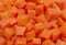 of texture of chopped carrot in squares