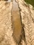 Texture of a dirty bad dirt road dirt road with puddles and clay drying mud with cracks and ruts. Off-road. The background