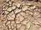 The texture of the dried brown earth or clay large cracks