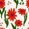 texture gouache flowers seamless pattern vector