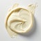 Texture of high quality cosmetic moisturizing thick white skin care cream on muted white background