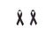 Texture of the knot, front and back. Black awareness ribbon. Mel