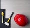 Texture laminate and tools with a red helmet