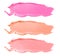 Texture of the lipstick of different colors isolated on white background. Set of multicolored strokes. Cosmetic product