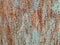 Texture of metal rusty wall brown blue background. Paint rusty textured metal background. Cracked paint, rust surface