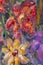 Texture oil painting flowers, painting vivid flowers, floral still life