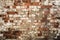 Texture of old brick wall, destroyed antique brickwork, architecture abstraction background