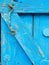 texture of old painted shabby rustic wooden fence made of planks, with rusty nails, hand-forged iron elements, grunge background