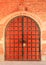 Texture of the old red metal door Kremlin, Kazan, Tatarstan, Russia