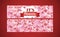 Texture from petals of rose, sakura and lotus on red background. floral wide hanging banner