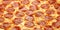 Texture pizza pepperoni. Seamless food wallpaper pizza for your design and print in posters and menu pizzeria, for cafe