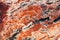 Texture of red brecciated jasper mineral gem stone