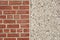 Texture of red brick wall and pebblestone