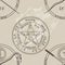 Texture with a repetitive pentacle pattern. Occult background. T