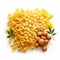 Texture-rich Pasta And Eggs On White Background