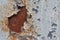 Texture of rusty iron surface with cracked paint
