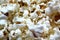 Texture salty crunchy freshly cooked popcorn background