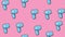 Texture seamless pattern blue hair dryer for drying hair on a pink background for girls