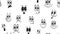 Texture seamless pattern of various black and white emotions: joy, smile, anger, delight, discontent, playfulness, fun, surprise