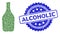 Textured Alcoholic Stamp and Recursive Alcoholic Person Icon Composition