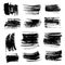 Textured black smooth strokes on rough paper big set isolated on a white