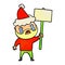 textured cartoon of a bearded protester crying wearing santa hat