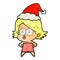 textured cartoon of a girl pouting wearing santa hat