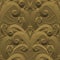 Textured floral line art 3d gold seamless pattern. Ornamental relief background. Repeat embossed floral golden backdrop. Surface