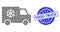 Textured Food Truck Seal Stamp and Recursive Refrigerator Car Icon Composition