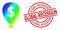 Textured Global Recession Stamp Seal and Polygonal Rainbow Financial Inflation Balloon Icon with Gradient