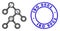 Textured ISO 9001 Badge and Net Irregular Mesh Binary Nodes Icon