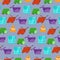 Textured kids pattern with cute geometric animals