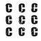 Textured letter C. Shattered, fractured, broken alphabet series