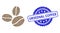 Textured Original Coffee Seal Stamp and Recursive Coffee Beans Icon Mosaic