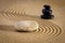 Textured sand and stone in Japanese zen garden