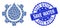 Textured Save Water Round Stamp and Recursion Water Gear Service Icon Collage