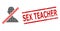 Textured Sex Teacher Stamp and Halftone Dotted Closed User