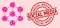 Textured Social Media Stamp Seal and Pink Valentine Blockchain Nodes Mosaic