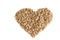 Textured soy protein granules in a shape of heart