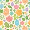 Textured spring plants seamless pattern background